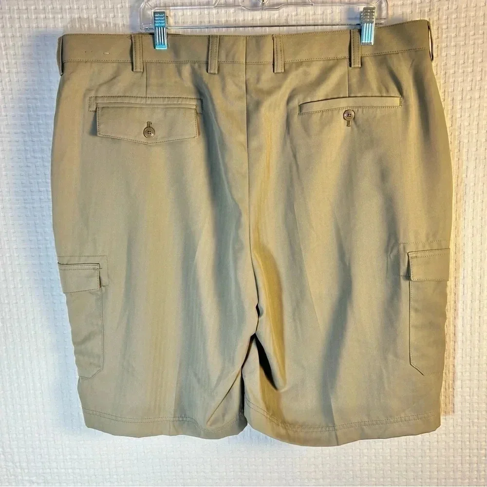Island Republic Mens Size 42 Dark Tan Khaki Cargo Shorts Pockets Fly Front